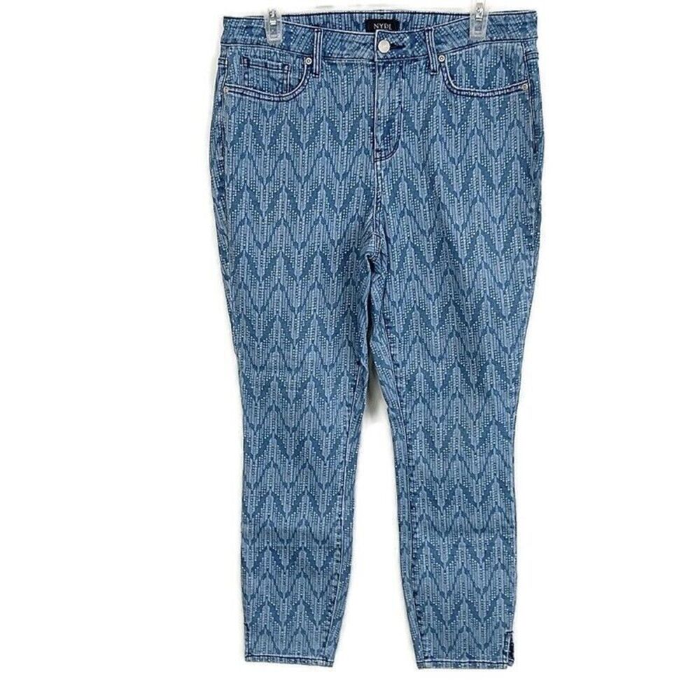 NYDJ Womens sz 12 Jeans Med Wash‎ Printed Denim Ami Skinny Lift Tuck Technology